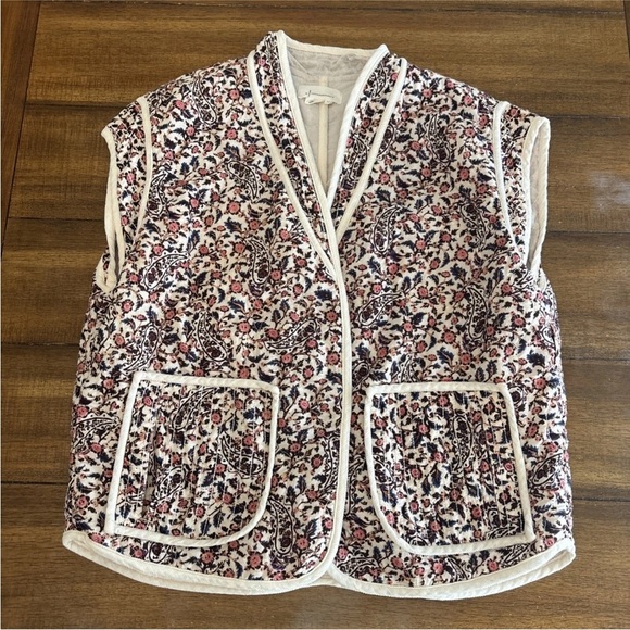 Anthropologie Quilted Vest Size Small/Medium Floral Print Pockets Open **Read** - Picture 5 of 14